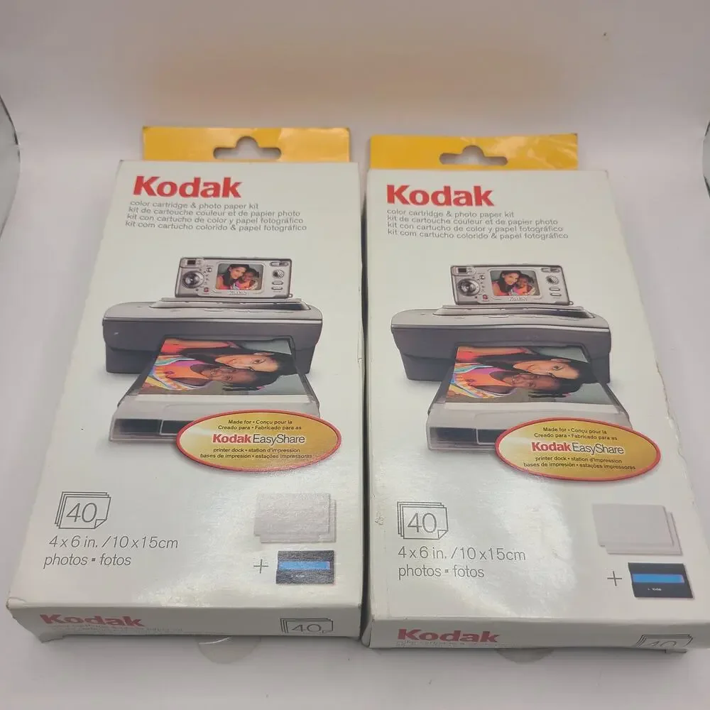 2 Kodak PH-40 Color Cartridge & Photo Paper Kits, 1 Cartridge and 40 Sheets